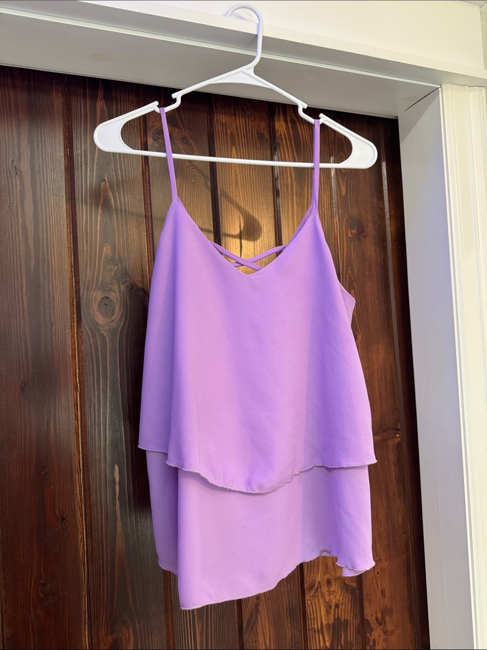 Newbury Kustom Lavender Double-Layer Spaghetti Strap Cami Top
